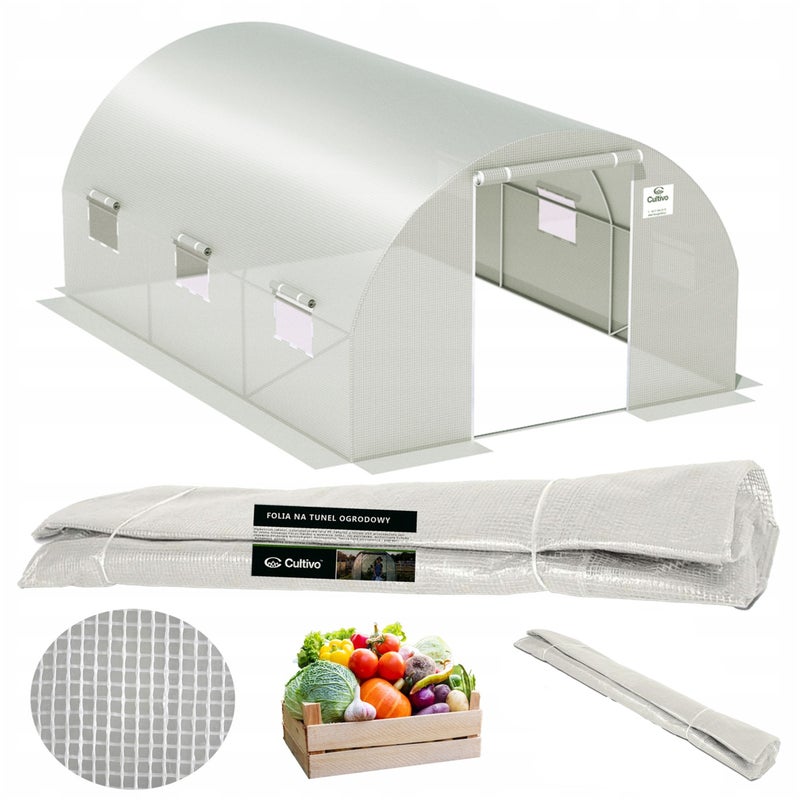 Folia Cultivo Poszycie Na Tunel Ogrodowy Szklarnia 2x4x2 Białay Uv-4 Mocna 1 szt