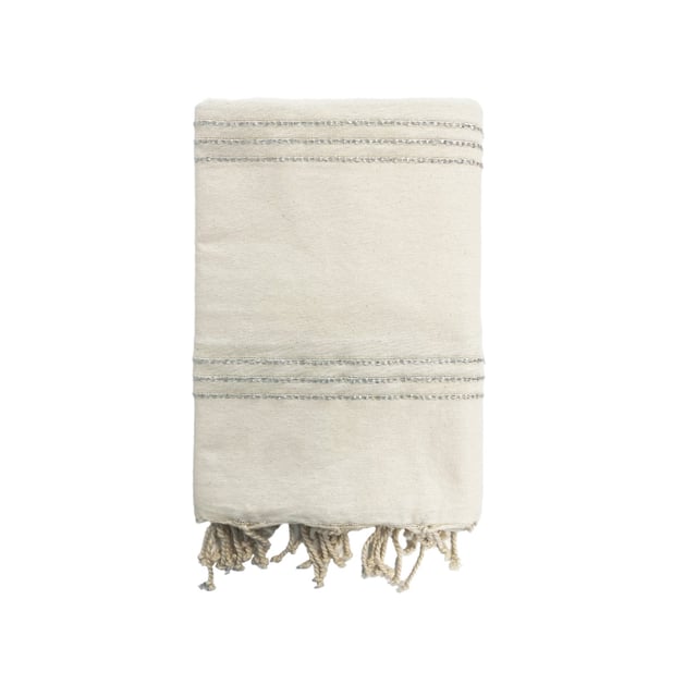 Fouta plate traditionnelle Beige 100x200 190g/m² - Isis Argent