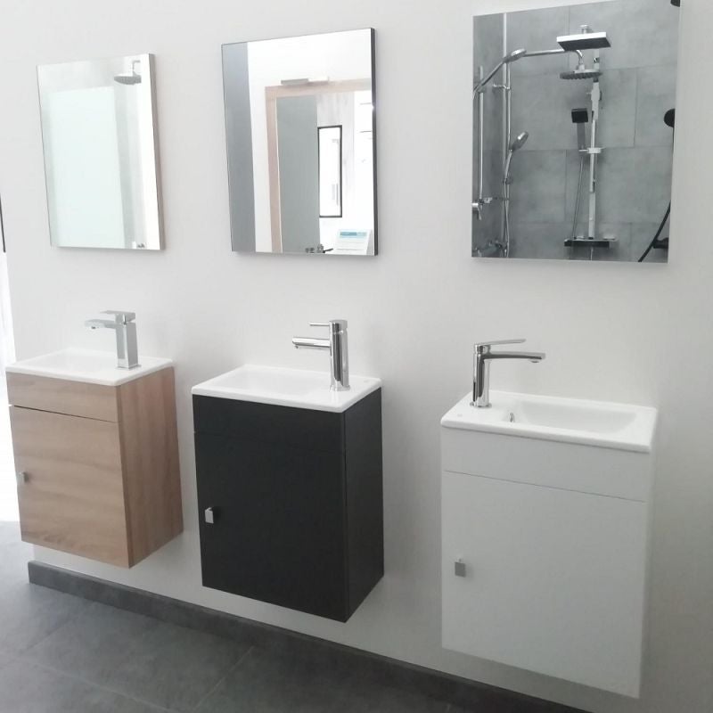 Meuble lave-mains SAFIA avec vasque et miroir - Gris - 6