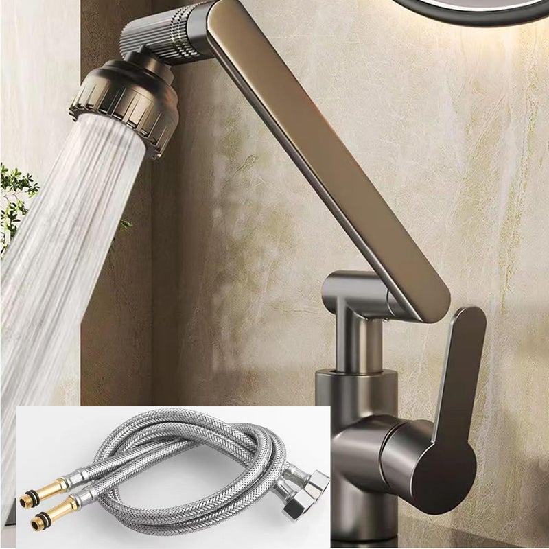 Wyciągana bateria kuchenna, bateria kuchenna z możliwością obrotu o 1080°, bateria ze stali nierdzewnej do zlewu podokiennego, 2 tryby strumienia