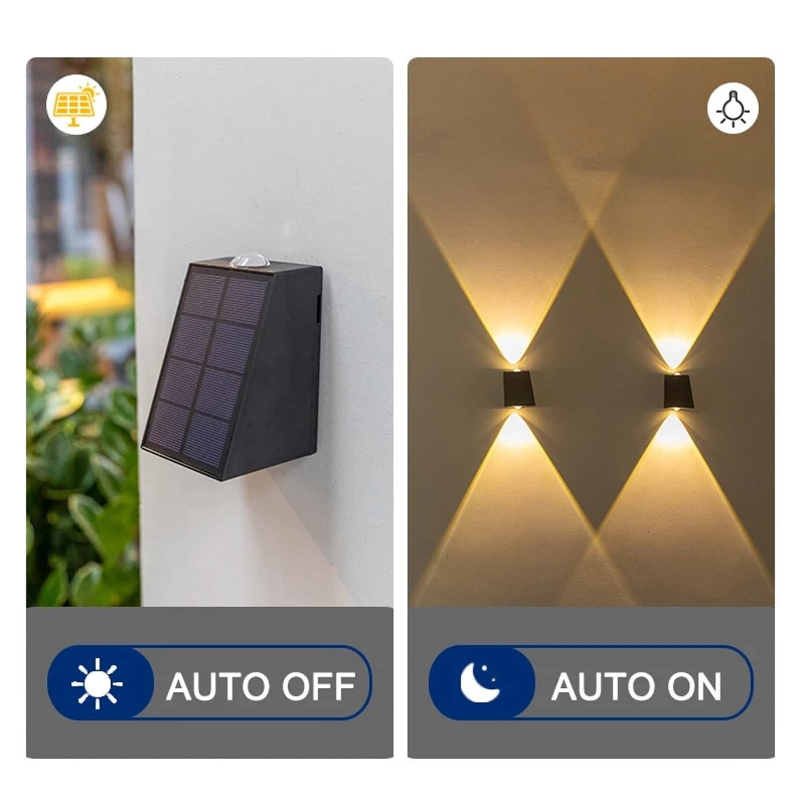 Applique murale solaire à Led, éclairage extérieur de haut en bas, lumière de lavage murale, étanche IP65, lumière solaire du crépuscule à l'aube - 8
