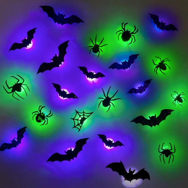 3D chauve-souris Design LED décoration, Halloween 3D chauves-souris Decorative mur autocollants Night lampe, détail décoratif, pour fenêtre et mur