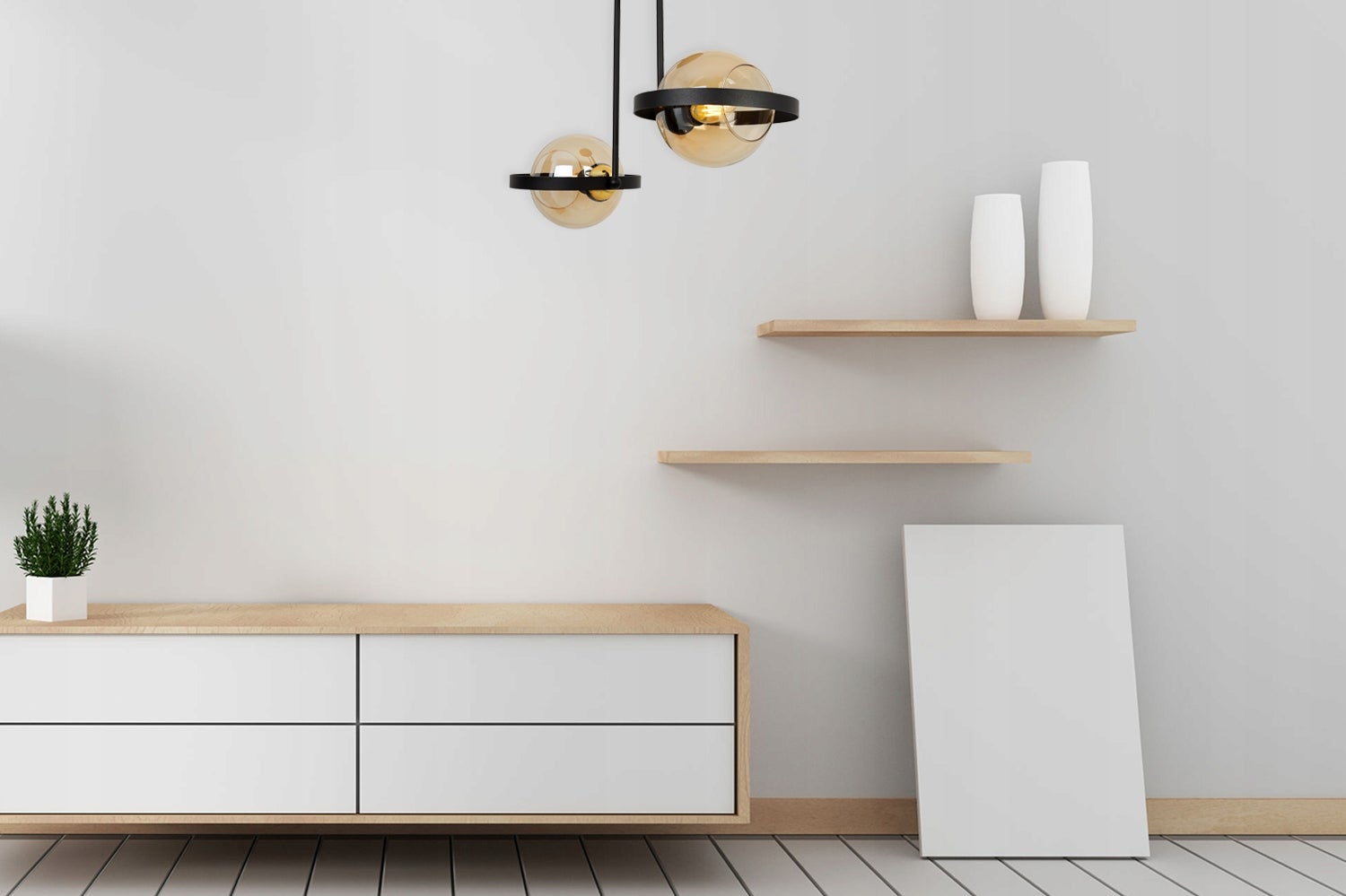 Lampa sufitowa wisząca modern 2xE27 klosz okrągły czarny/miodowy Light Home LH - 5