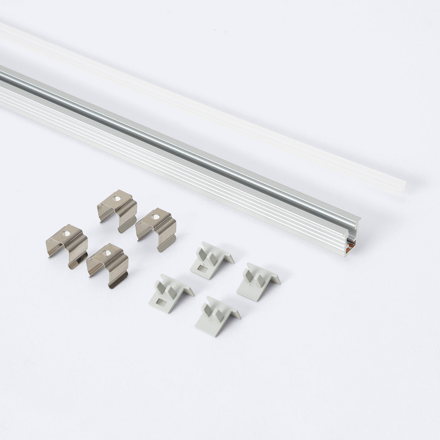 Profilé Aluminium Encastré 2 m pour Rubans LED jusqu'à 6 mm - Aluminium 2 m Semi-transparent - Aluminium - 3