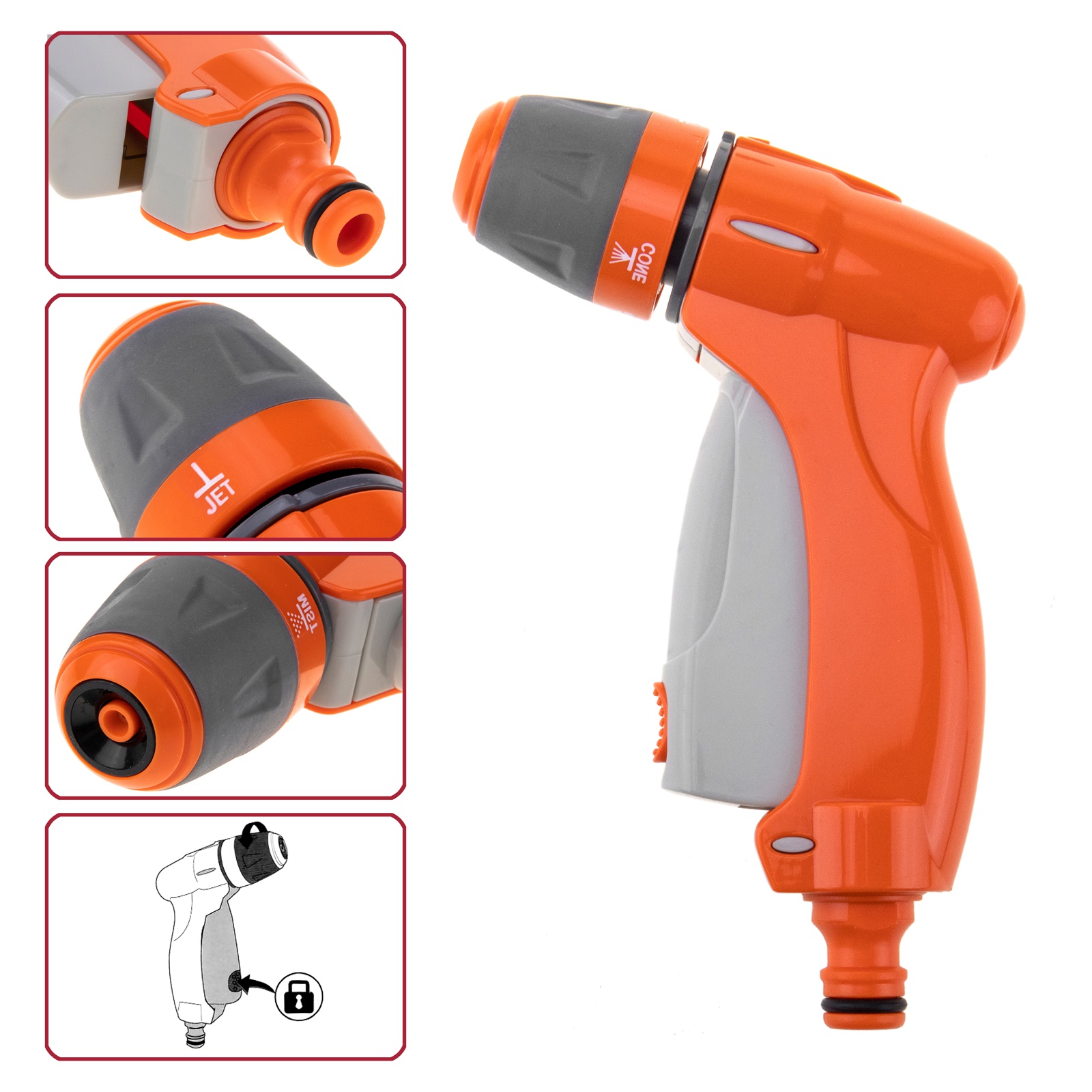 Pistola con 3 modalità di irrigazione con attacco rapido da 1/2” a 3/4” - 4