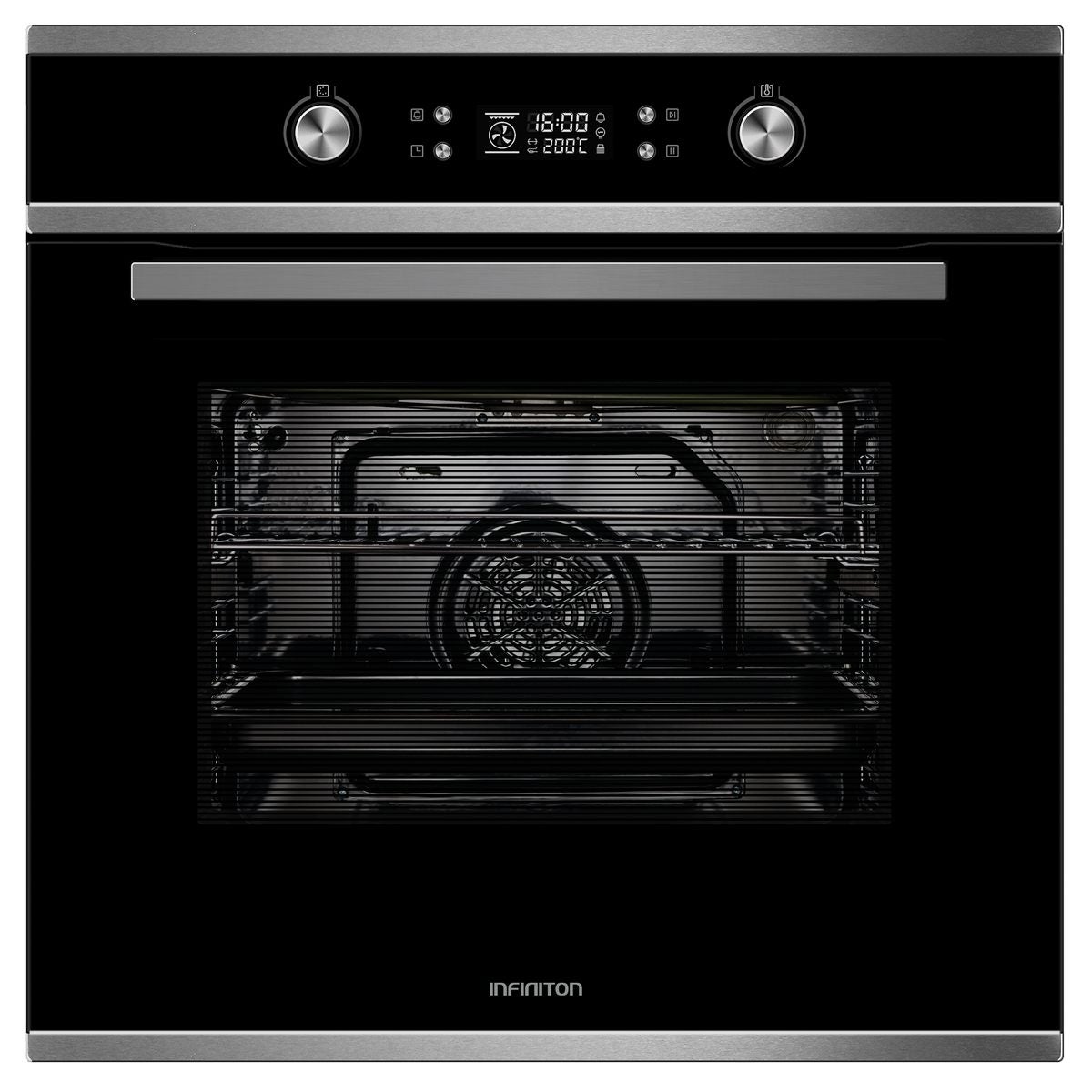 Horno pirolitico infiniton p659at, 70 litros, 3200 w, 9 funciones, crystal black