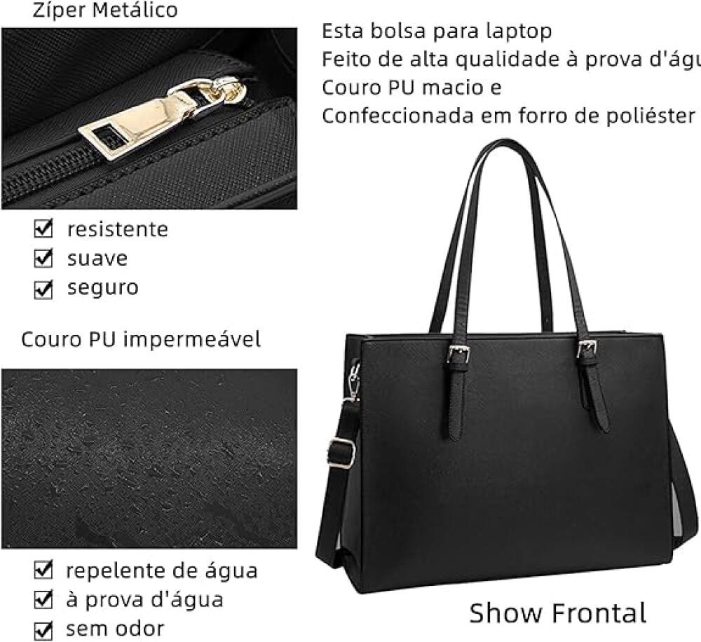 Sacoche Ordinateur Portable 15,6 Pouces Imperméable - Pochette Mince Avec Bandoulière | Protection Anti-choc, Multiples Poches | Homme Femme