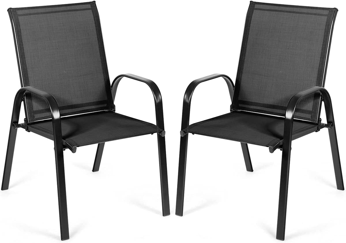 3 Sztuki Zestaw Ogrodowy dla 3 Osób, Zestaw 2 Krzeseł i Stolika z Hartowanego Szkła, Zestaw Bistro z Metalową Ramą, Miękkie Poduszki