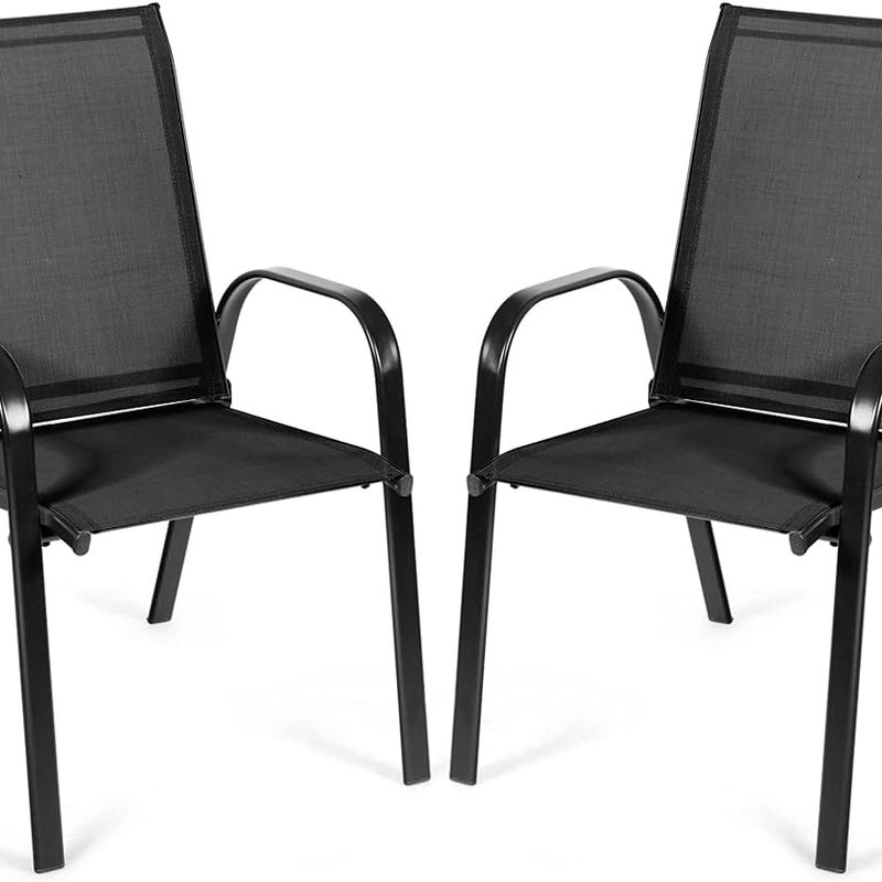 3 Sztuki Zestaw Ogrodowy dla 3 Osób, Zestaw 2 Krzeseł i Stolika z Hartowanego Szkła, Zestaw Bistro z Metalową Ramą, Miękkie Poduszki