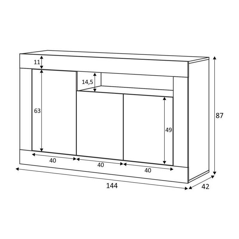 Kit credenza baltik 3a cm.144x42x87h - 6