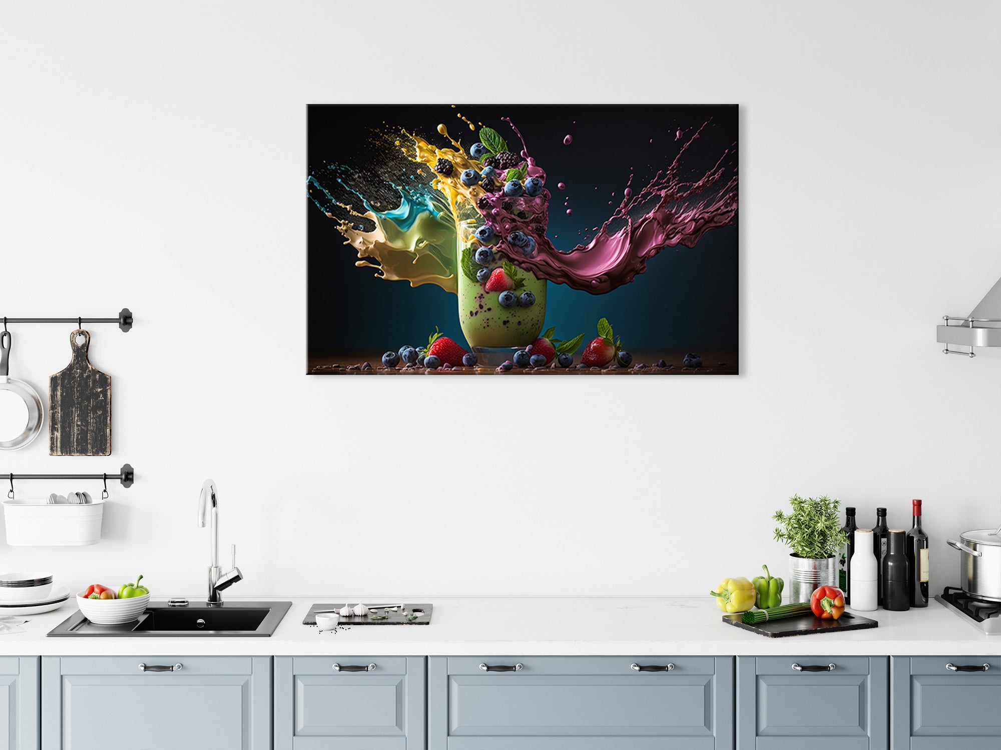 DECLINA, Tableau toile imprimée cuisine, Tableau toile art déco fruits, 120x80 cm - 3