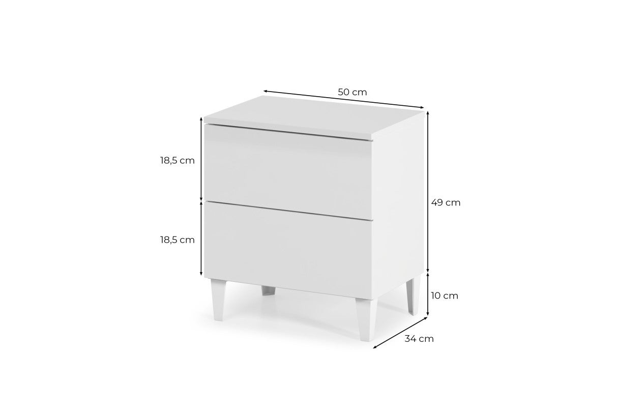 Chevet AMIR 2 tiroirs L50cm x H49cm - Blanc - 4