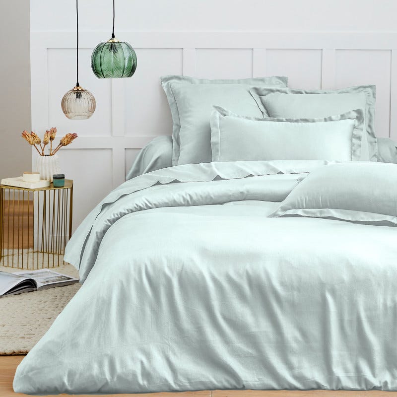 Housse De Couette Unie 220x240 Cm Kaki - 100% Percale De Coton 80 Fils Bleu Câlin