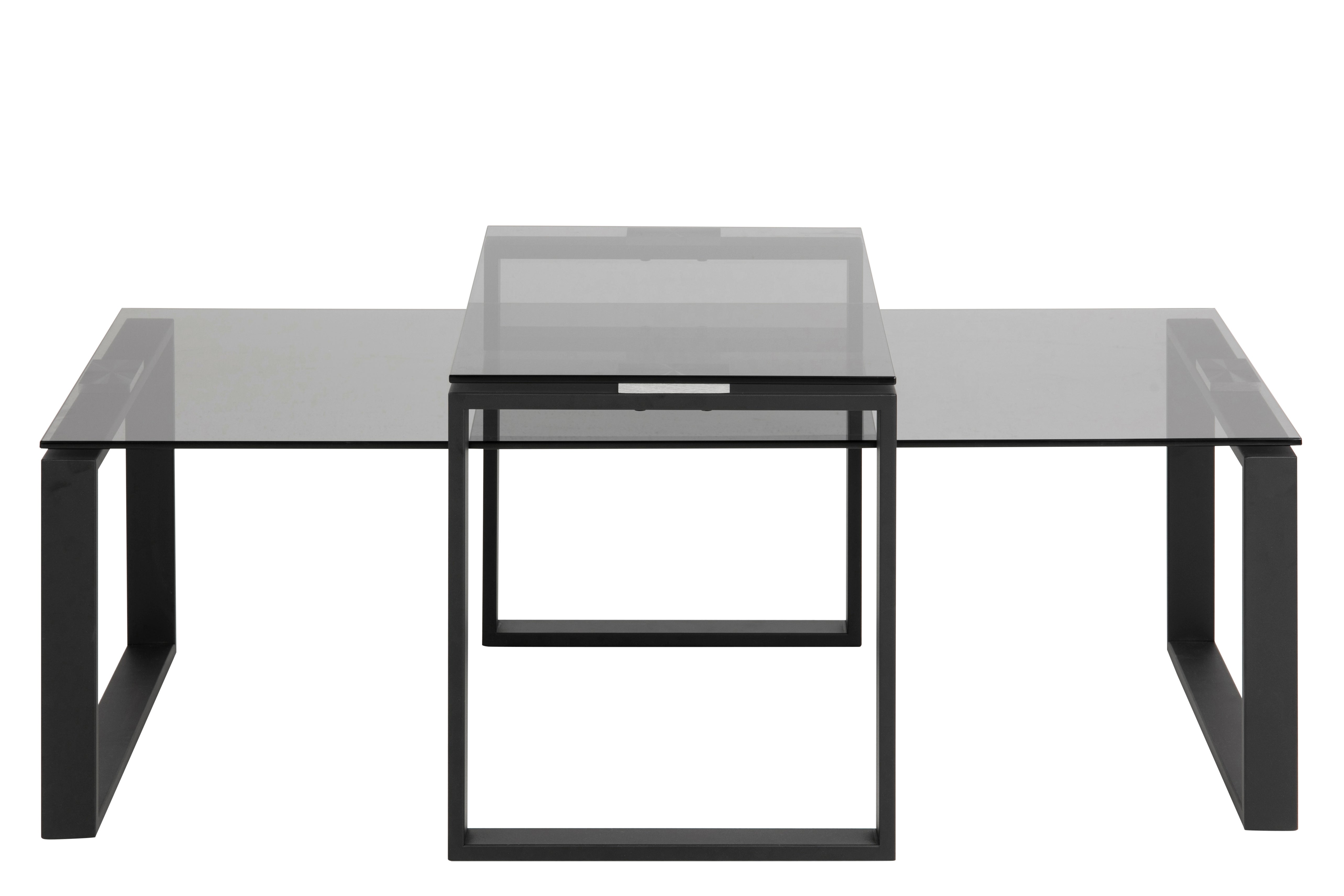Kate Ensemble tables basses en verre fumé et métal noir mat. | Leroy Merlin