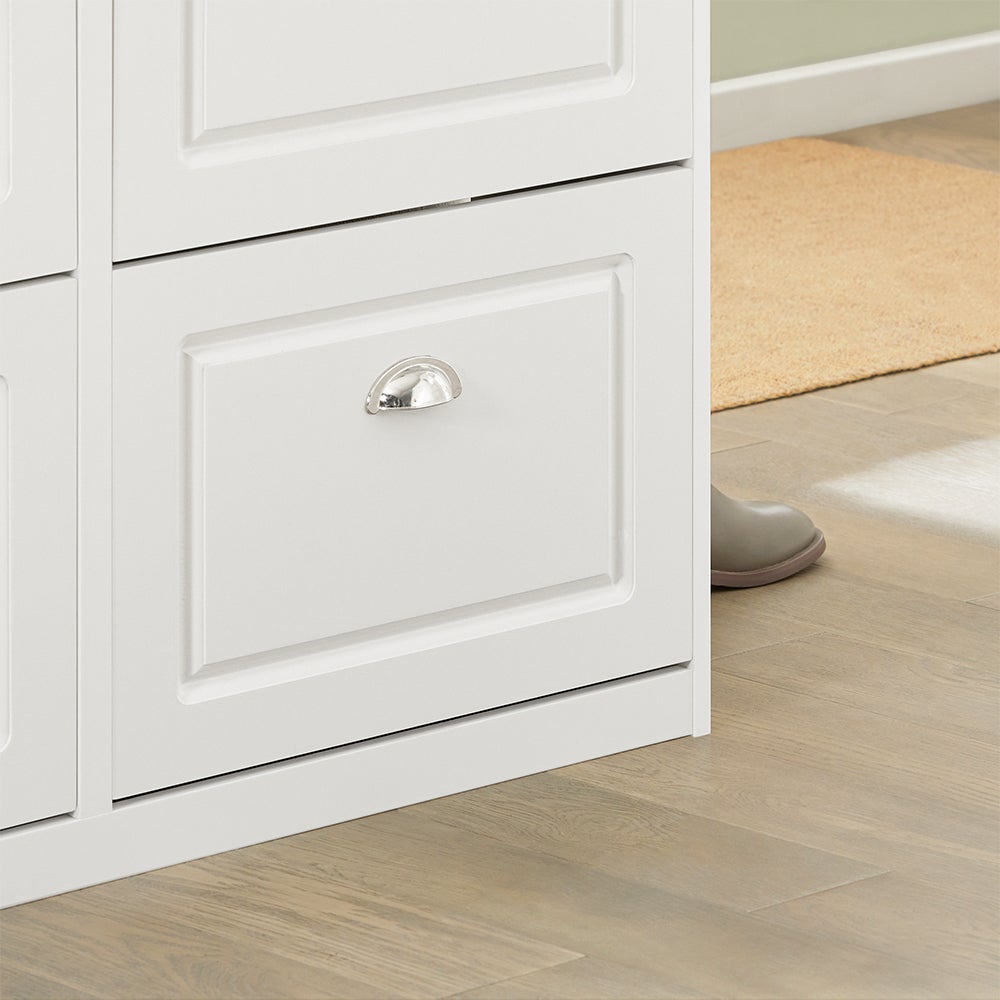 SoBuy Meuble à chaussures 16 paires avec 4 abattants Armoire à chaussures, Blanc, 105x24x83 cm, FSR79-W - 7