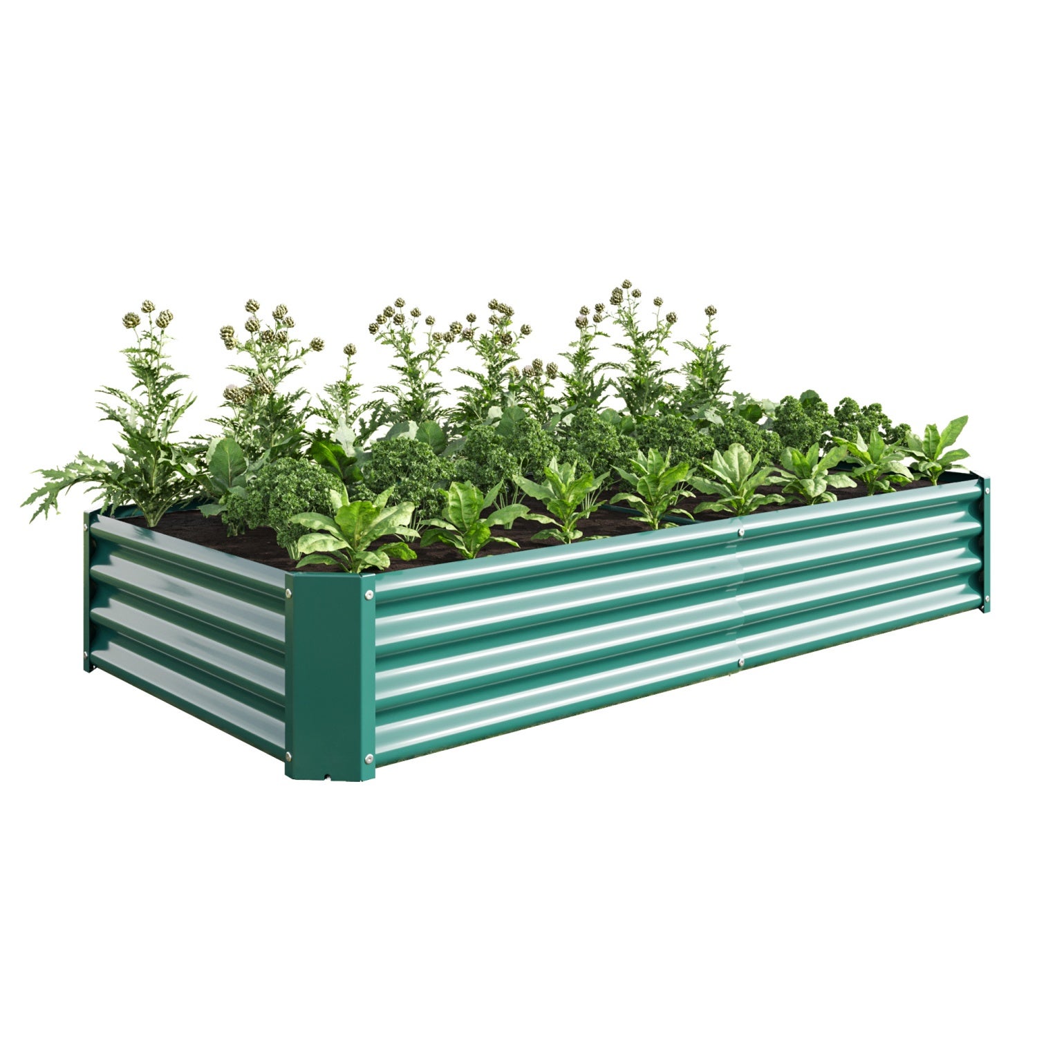 Potager surélevé, bac de jardin en acier solide, dimensions 180 x 91 x 30 cm, vert. - 2