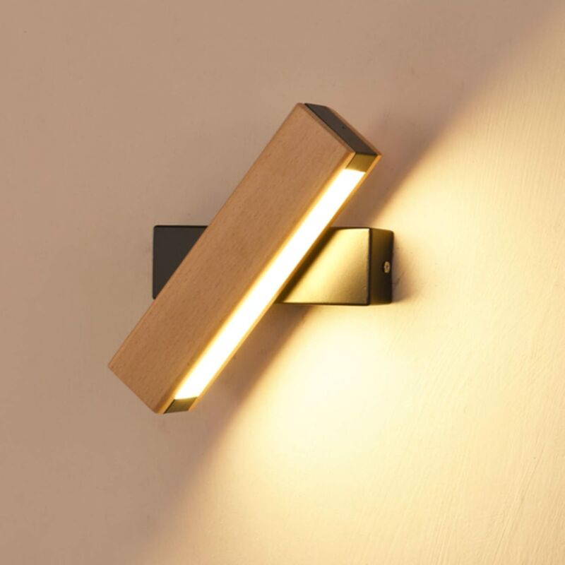 Obrotowa o 360° LED-owa lampa ścienna, kinkiet wewnętrzny 21x4x4.5CM 4W, ciepła biel, czarna podstawa 220V, lampka nocna
