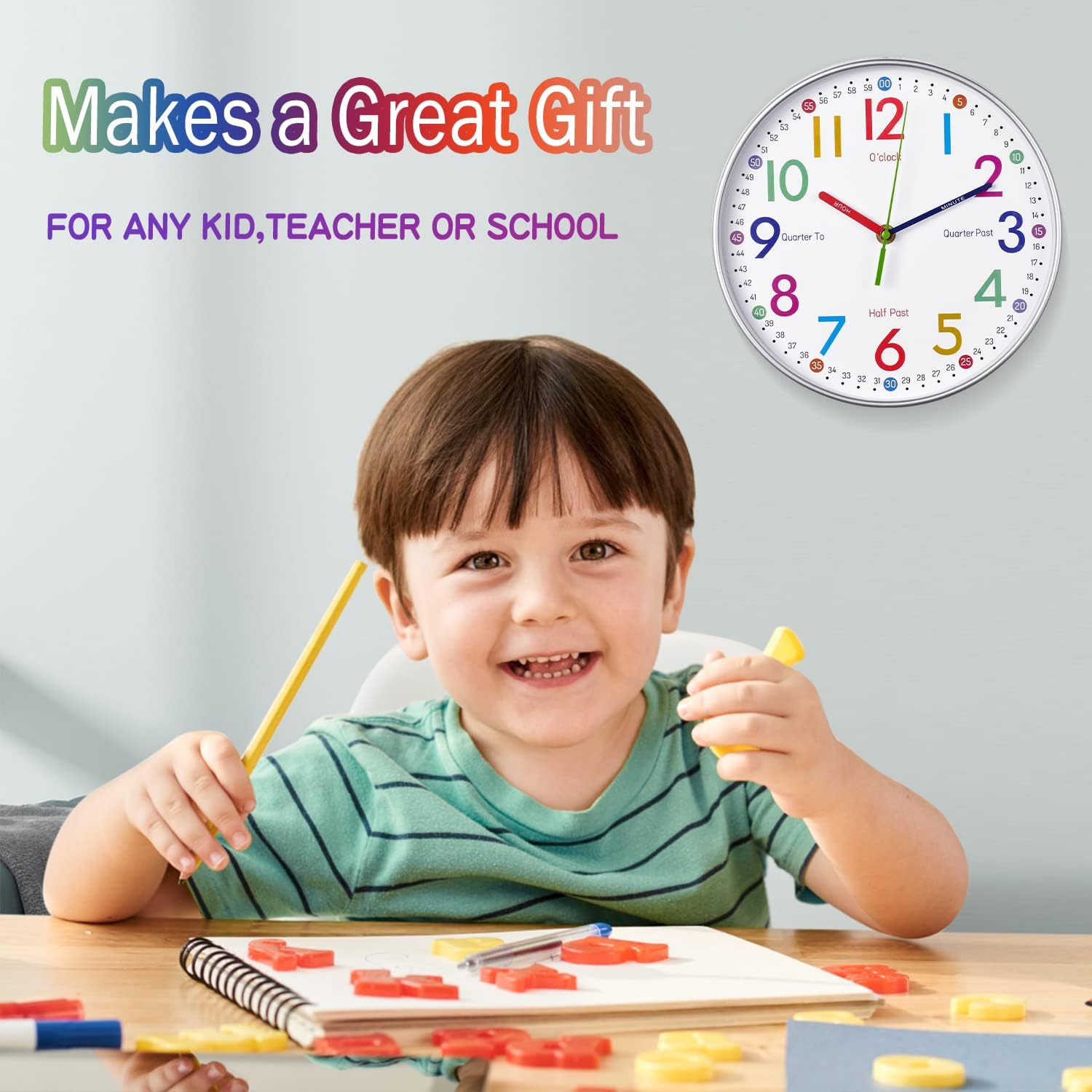 Kit Horloge En Bois à Personnaliser – DIY Peinture Et Dessin – Développement Cognitif – Cadeau éducatif 5 Ans Et Plus