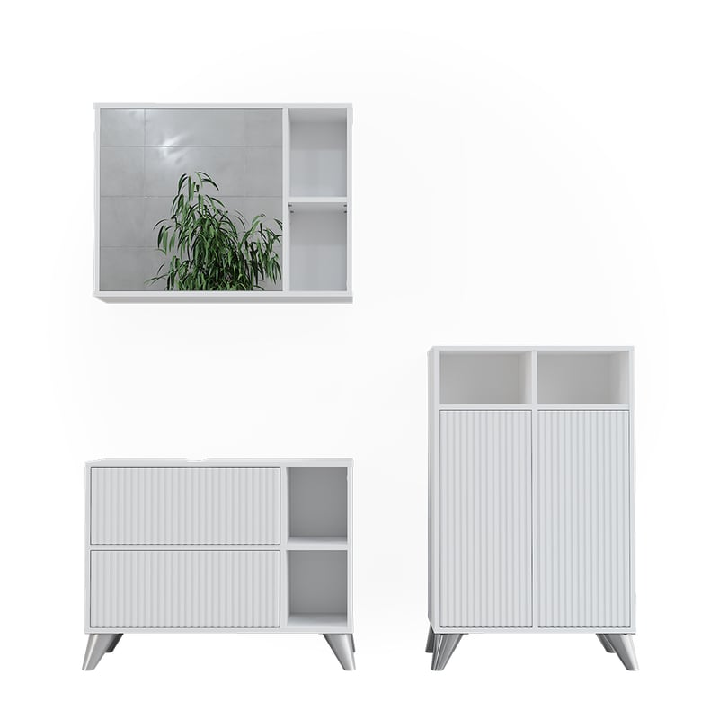 Vicco Zestaw mebli łazienkowych Leano, Biały, 80 cm, zestaw 2