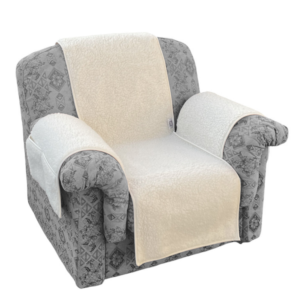 Funda de sillón en pura lana merino hecha a mano made in italy, con bolsillos laterales y elástico, regalo perfecto para abuelos