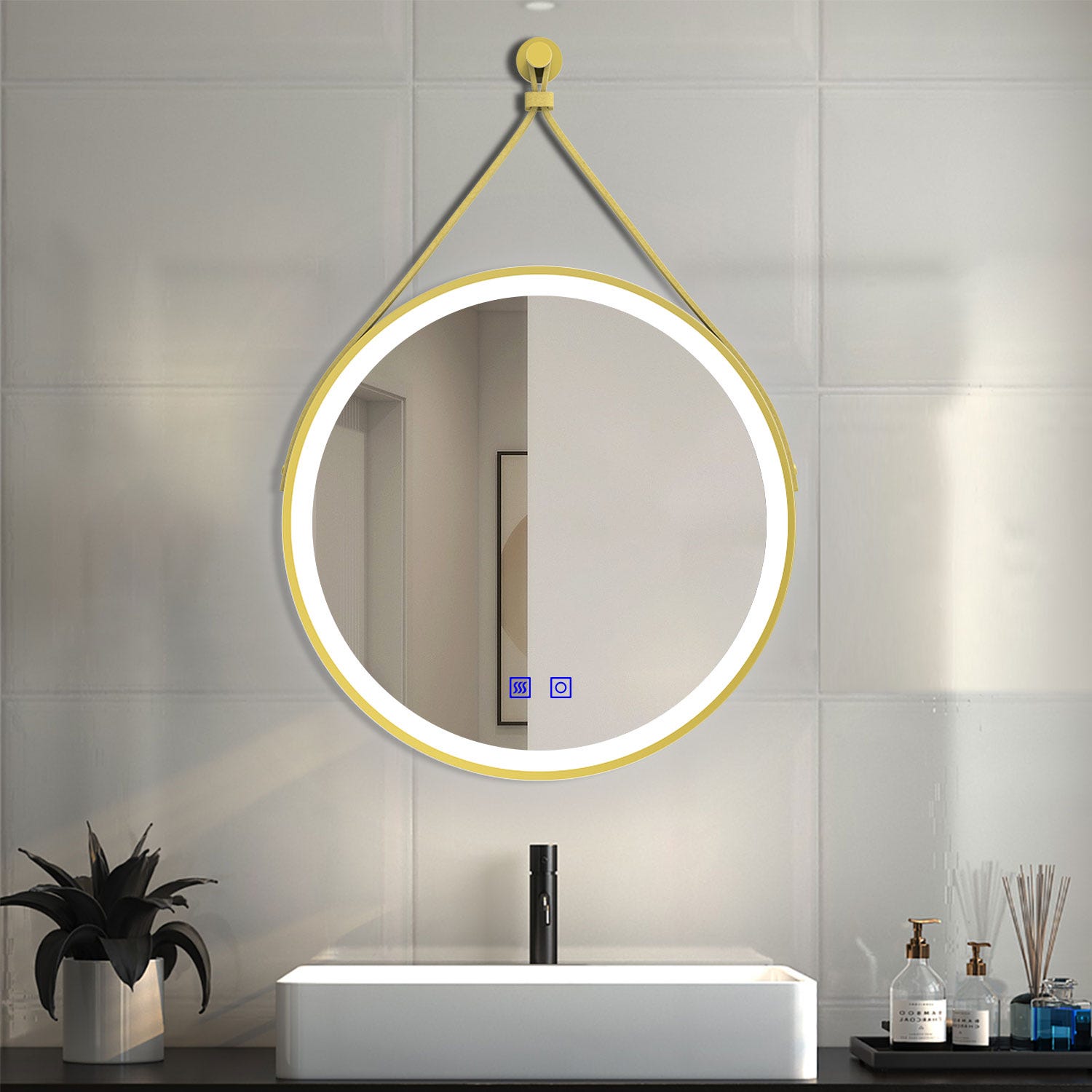 Set Di 6 Piastre A Specchio Rovonde Oro Da 20 Cm - Autoadesive In Acrilico Per Decorazione Pareti Bagno E Soggiorno