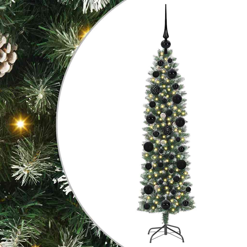 Sztuczne smukłe drzewo bożonarodzeniowe Zielono-biały 120 cm