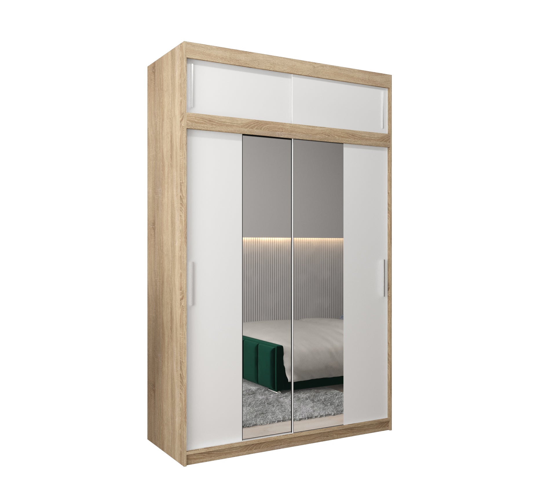 Szafa przesuwna z nadstawką garderoba TOKYO 1 150 x 62 x 240 cm Sonoma + Biały - Abiks Meble
