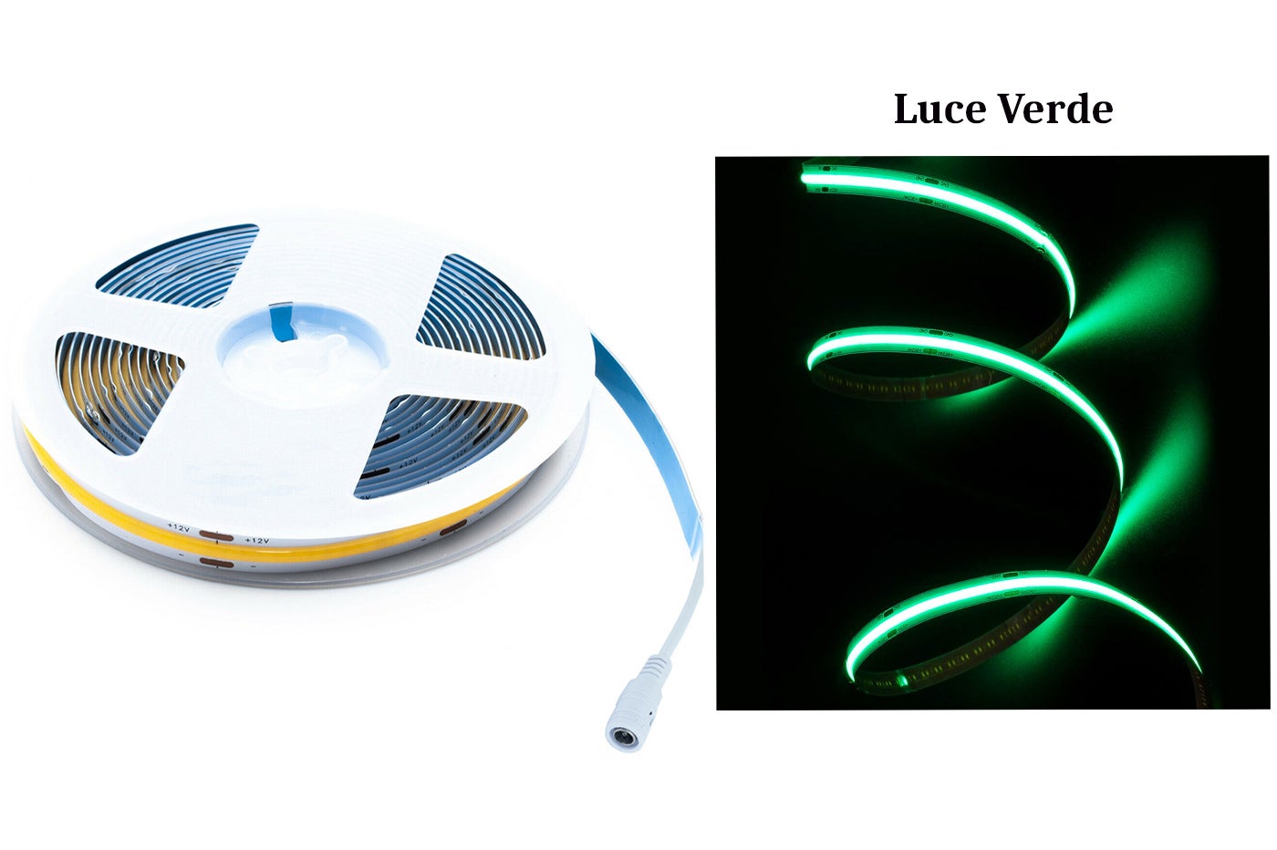 STRISCIA COB LED ADESIVA 5M LUCE BLU 40W TAGLIABILE FLESSIBILE COB320 12V - Foto 10