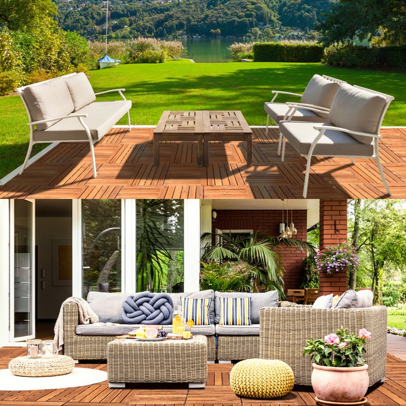 Dalles de terrasse aspect bois résistant aux intempéries 11x unités avec système d'encliquetage 30x30cm - 8