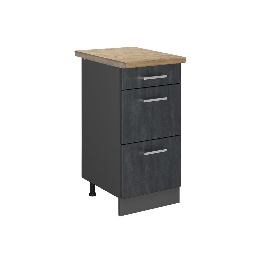Vicco Szafka dolna do kuchni R-Line, Czarny beton, 40 cm BP Dąb