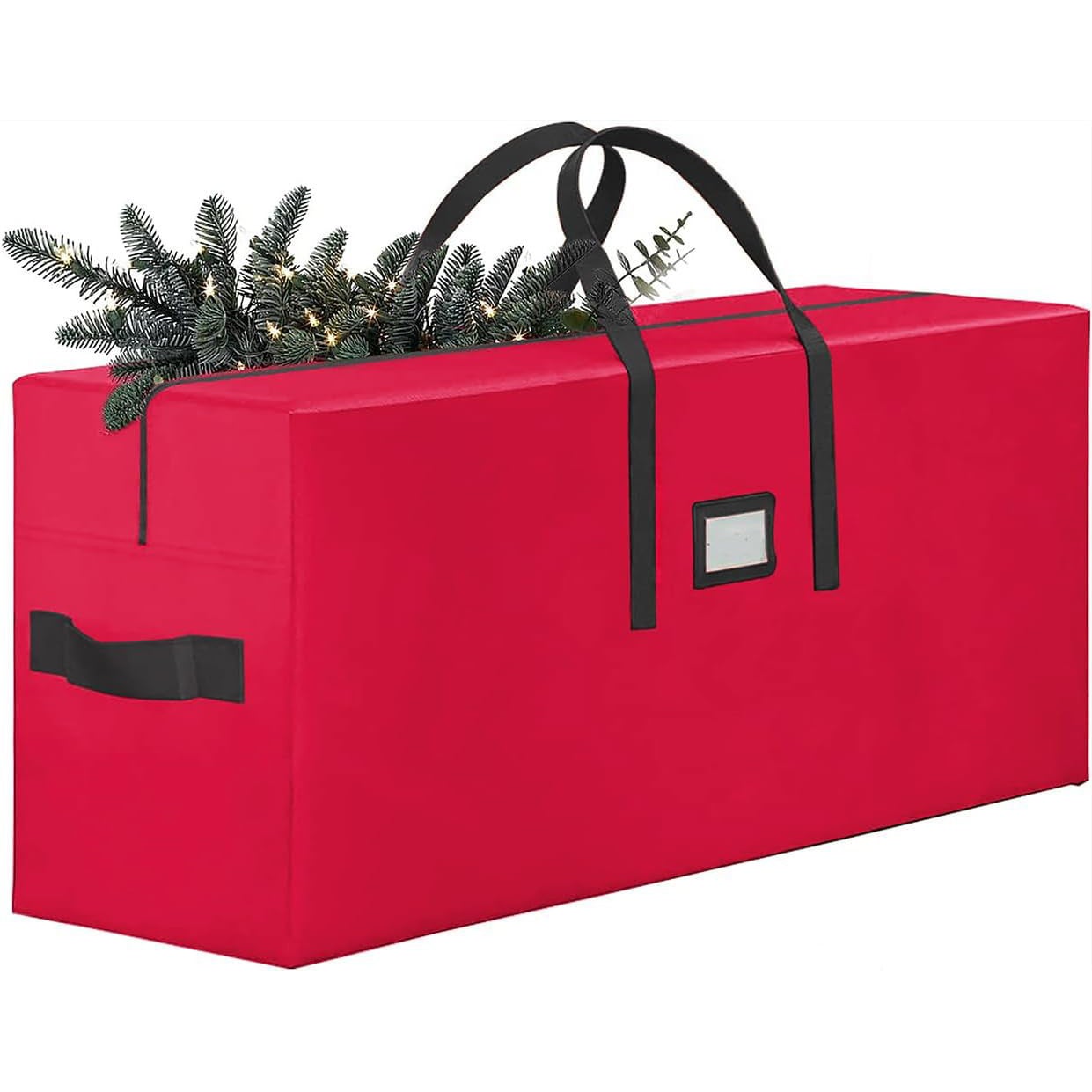 Torba do przechowywania choinki - Wodoodporny i wytrzymały materiał z zamkiem błyskawicznym, odporny na wilgoć, 122 x 38 x 51 cm (czerwona)