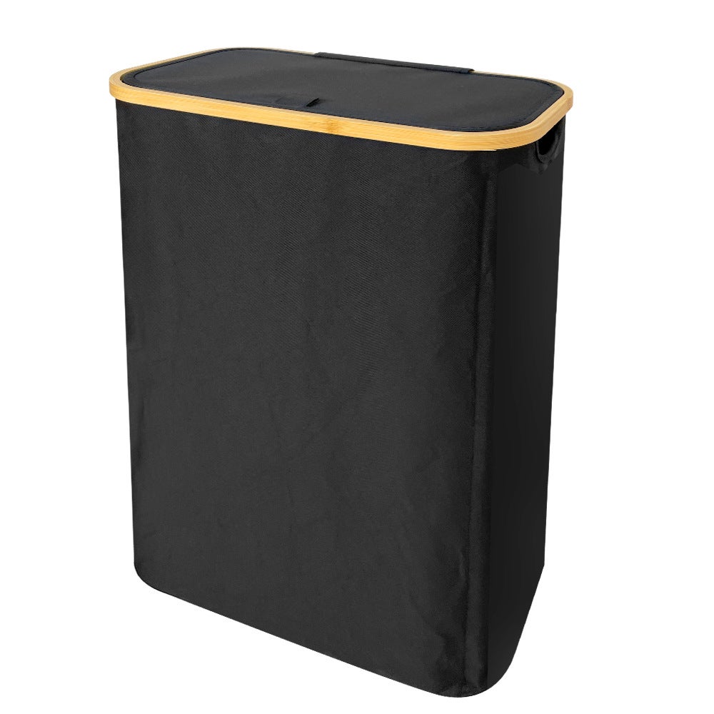 Panier à Linge Pliable YOUDENOVA 48L Avec Couvercle - En Bois De Bambou, étroit, Blanc Panier Chambre Gain De Place