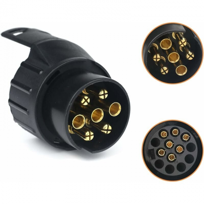 7/13 Adapter wtyczki przyczepy 7 do 13 pinów Złącze wtykowe zaczepu 7-pinowe na 13 pinów do przyczepy samochodowej, ciągnika, przyczepy kempingowej, b