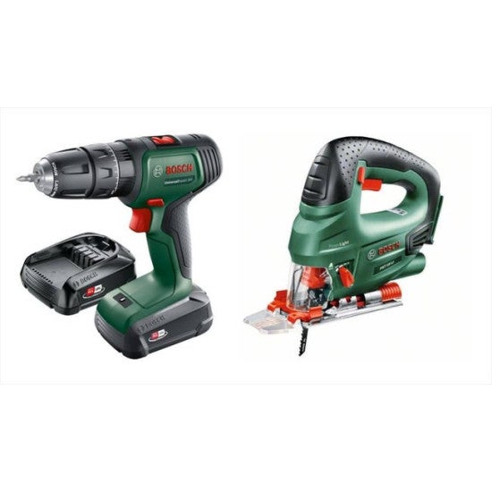 Perceuse à percussion universal impact 18v 2x2ah + scie sauteuse 18v bosch - 06039d410b