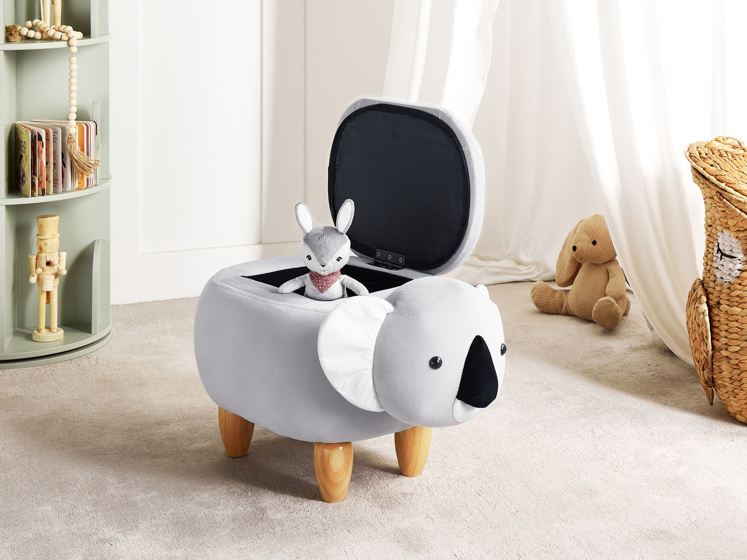 Pouf animaletto contenitore COALA Velluto Grigio chiaro - 4