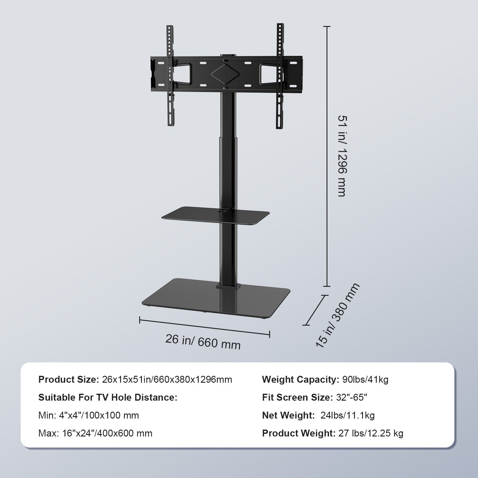 Support TV Pivotant,VEVOR Support TV Sur Pied Réglable pour TV 32-55/65/85 pouces,Hauteur Ajustable,Support TV Portable,Max VESA 600x800mm - 7