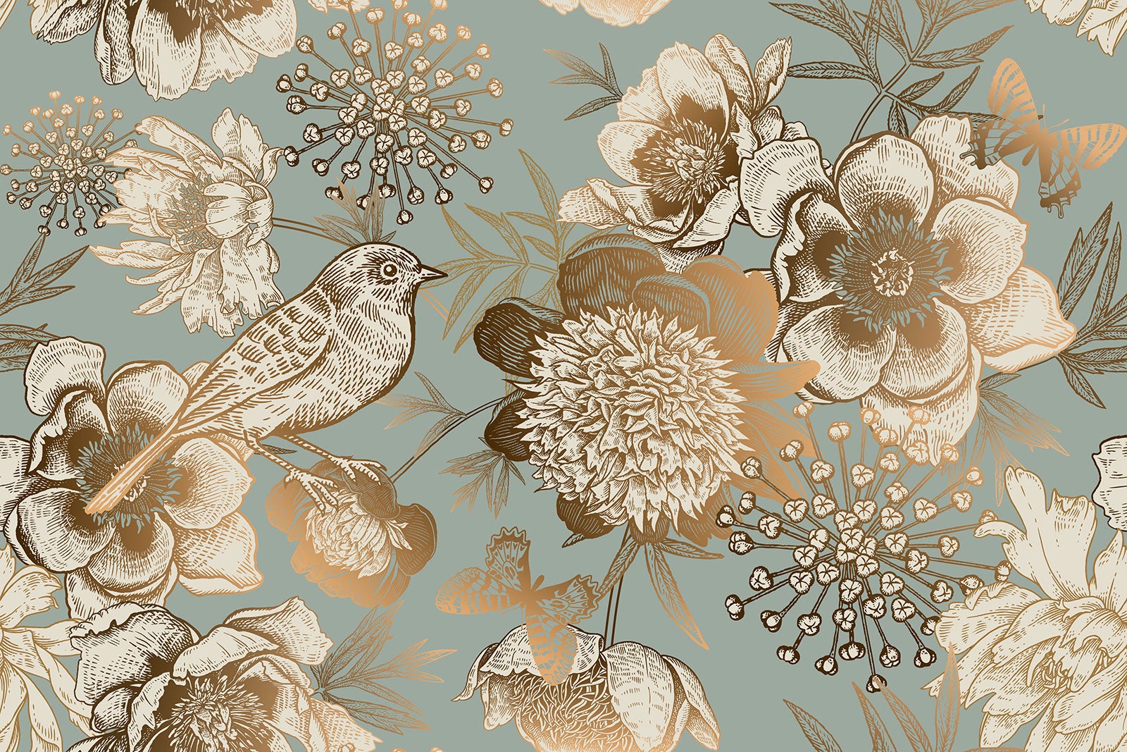 Crédence adhésive sticker décoratif pour cuisine - Fleurs oiseaux - Adhésif + Protection MATE - 50x75 cm - 2