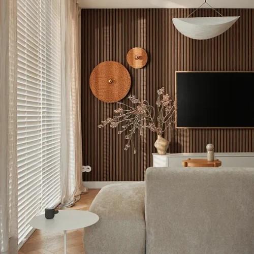 Pack 4 paneles revestimiento de pared acústico listones roble ahumado 240x60 cm (5.76 m2) serena@