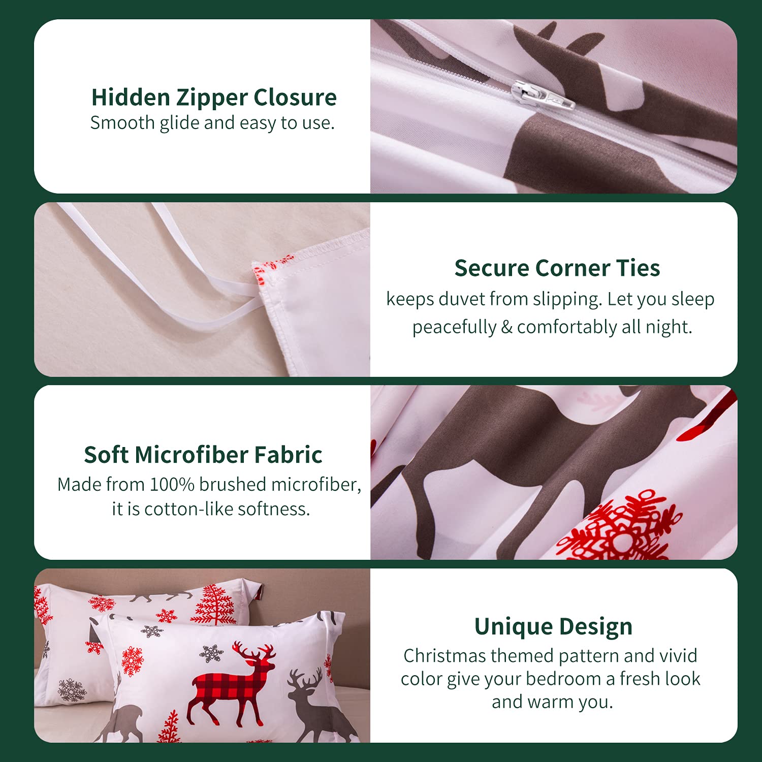 Conjunto de cama de Natal Conjunto de capa de edredão têxtil para casa Decoração de hotel, 240 cm x 220 cm - 5