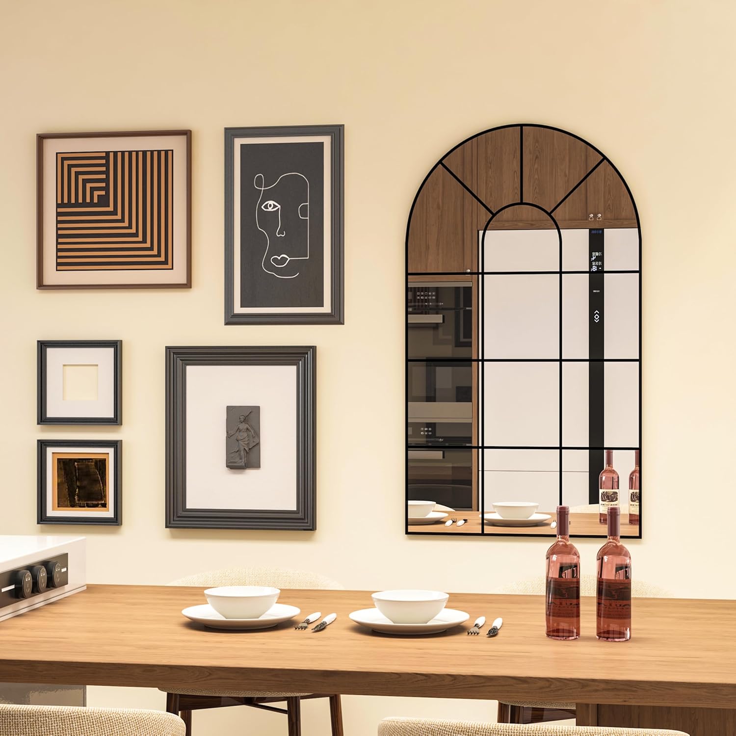 CASSILANDO 80 x 50 cm Miroir de fenêtre arqué, cadre noir, miroir de décoration de fenêtre - 5