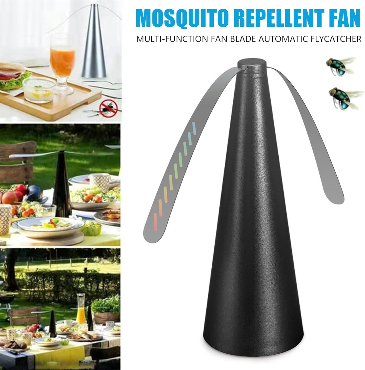 Lot de 4 ventilateurs portables anti-mouches, anti-moustiques, ventilateurs de table anti-moustiques, noir - 3