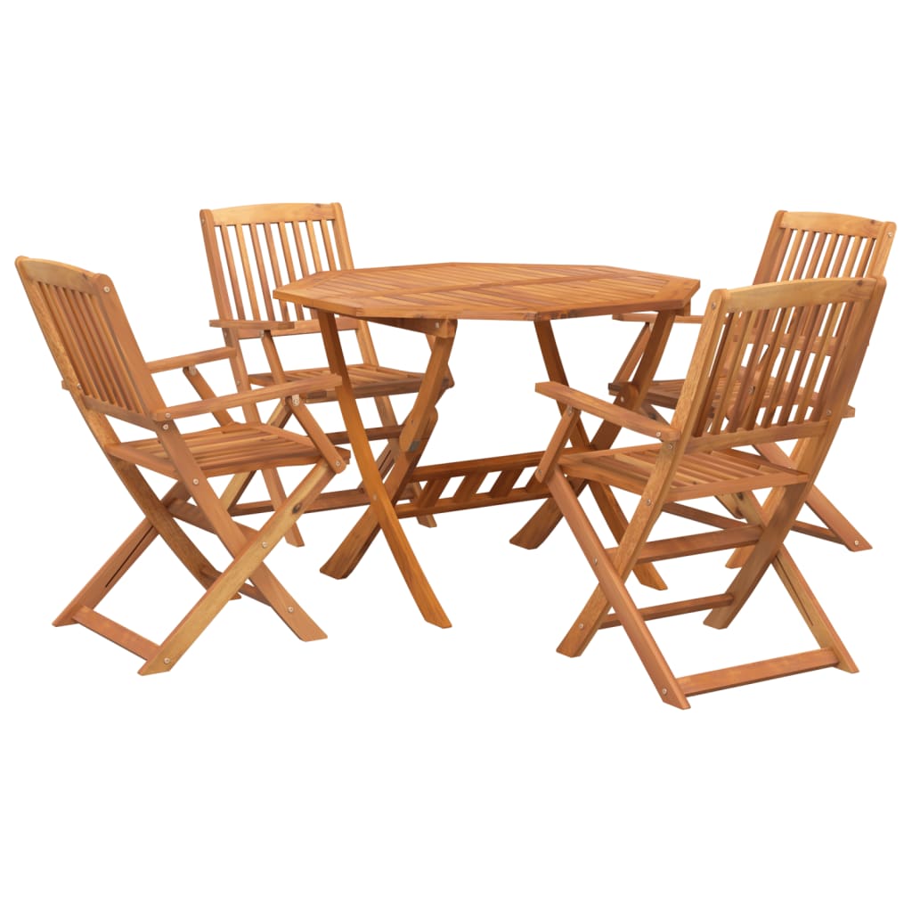 Ensemble de salle à manger de jardin 5 pcs Bois d'acacia solide - 3