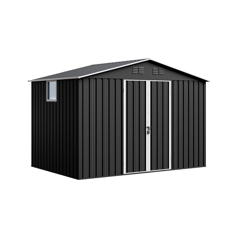 Domek metalowy NORDVIC Thor 283x189 cm, uchylne drzwi, Cold Grey