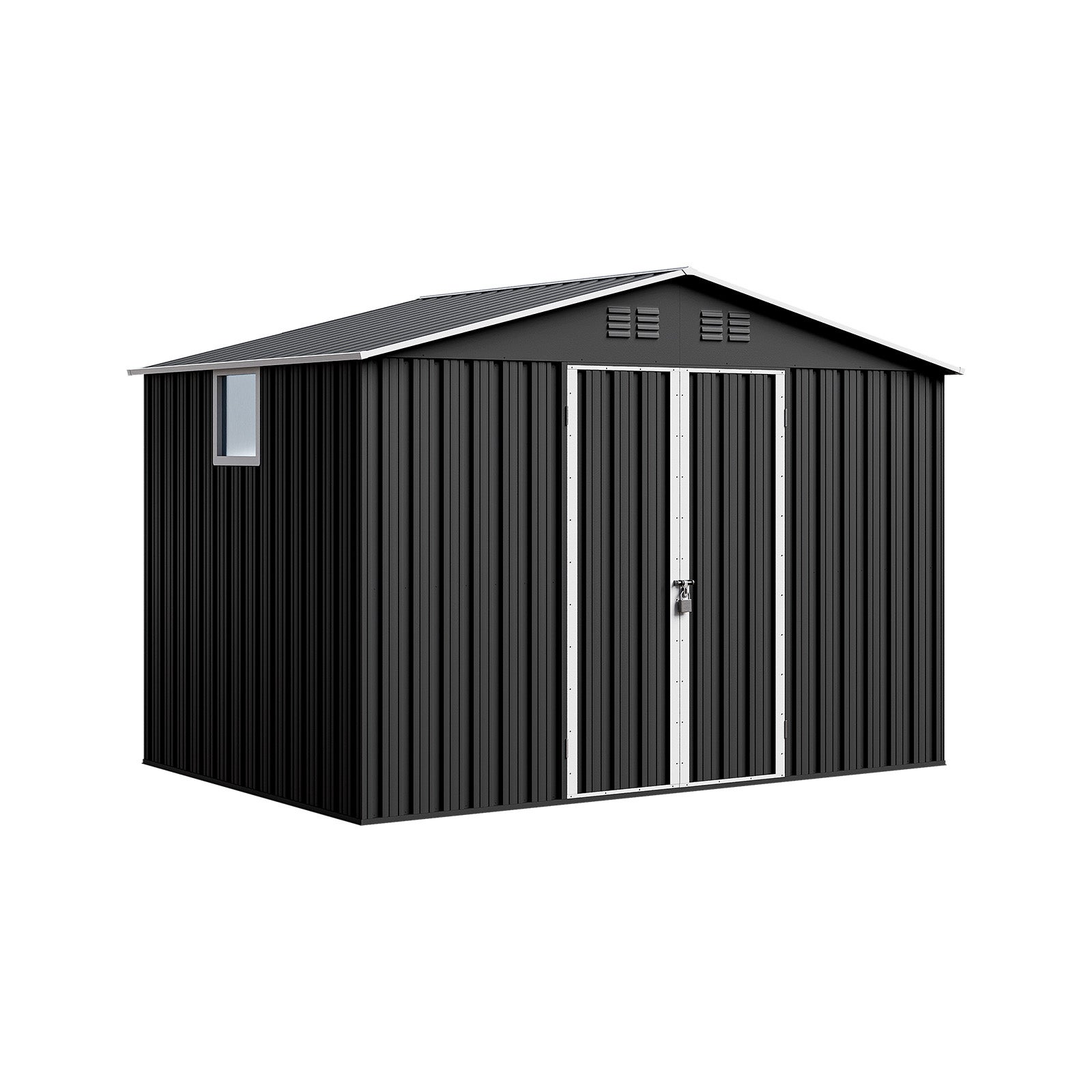 Domek metalowy NORDVIC Thor 283x189 cm, uchylne drzwi, Cold Grey