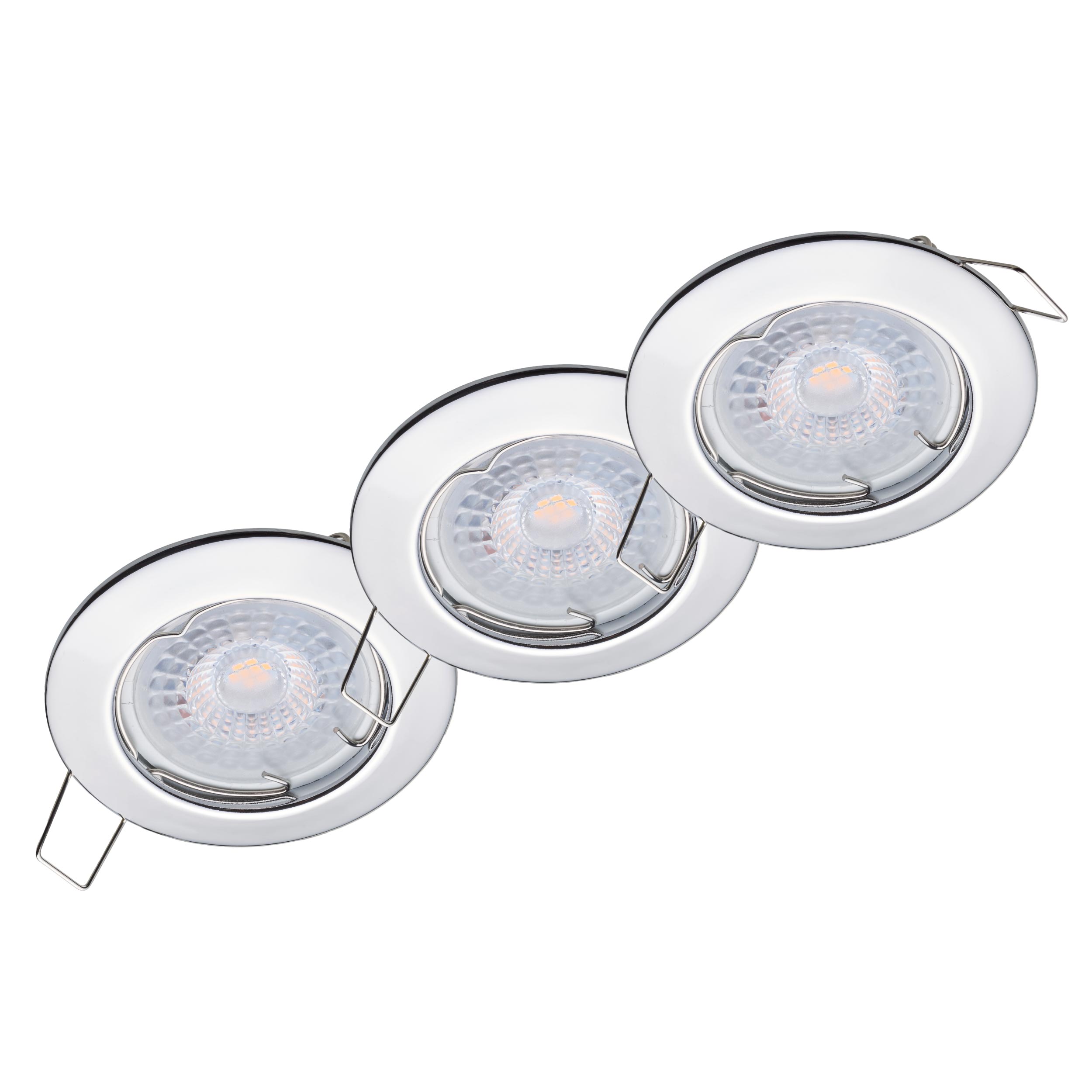 Lot De 3 Spots LED Ultra-Plats à Encastrer - Orientables Et Dimmables - Finition Nickel Mat - IP23