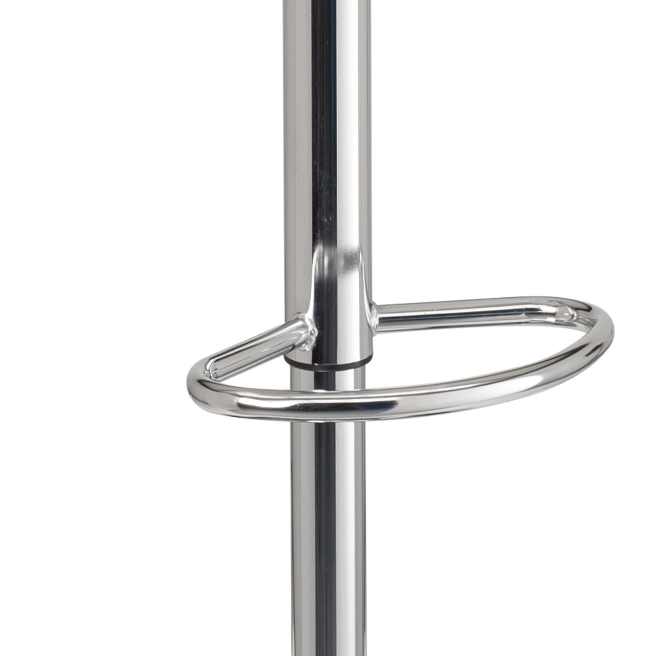 Lot 2 tabourets de bar design, siège petit dossier coussin simili cuir, pivotant, hauteur réglable, pied chrome SIG (blanc) - 3