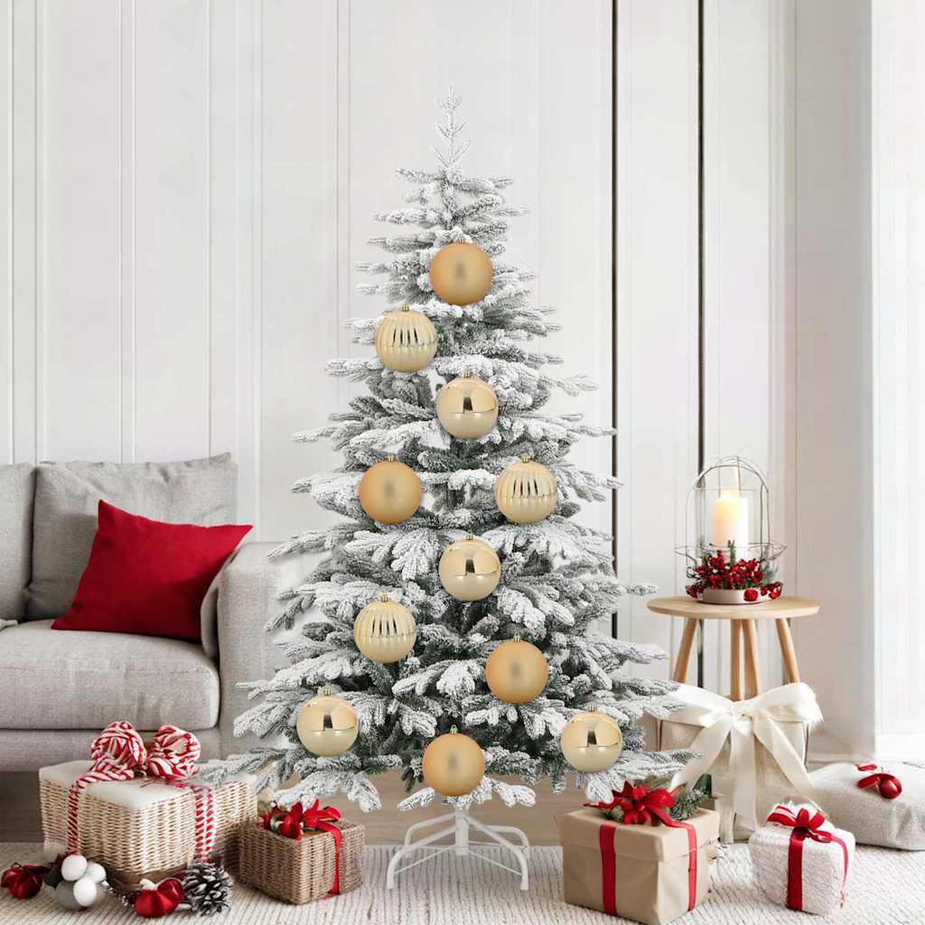 Set Da 50 Palline Di Natale Rosa Oro Con Stella – Decorazioni Albero In 4 Dimensioni, Effetto Glitter E Opaco
