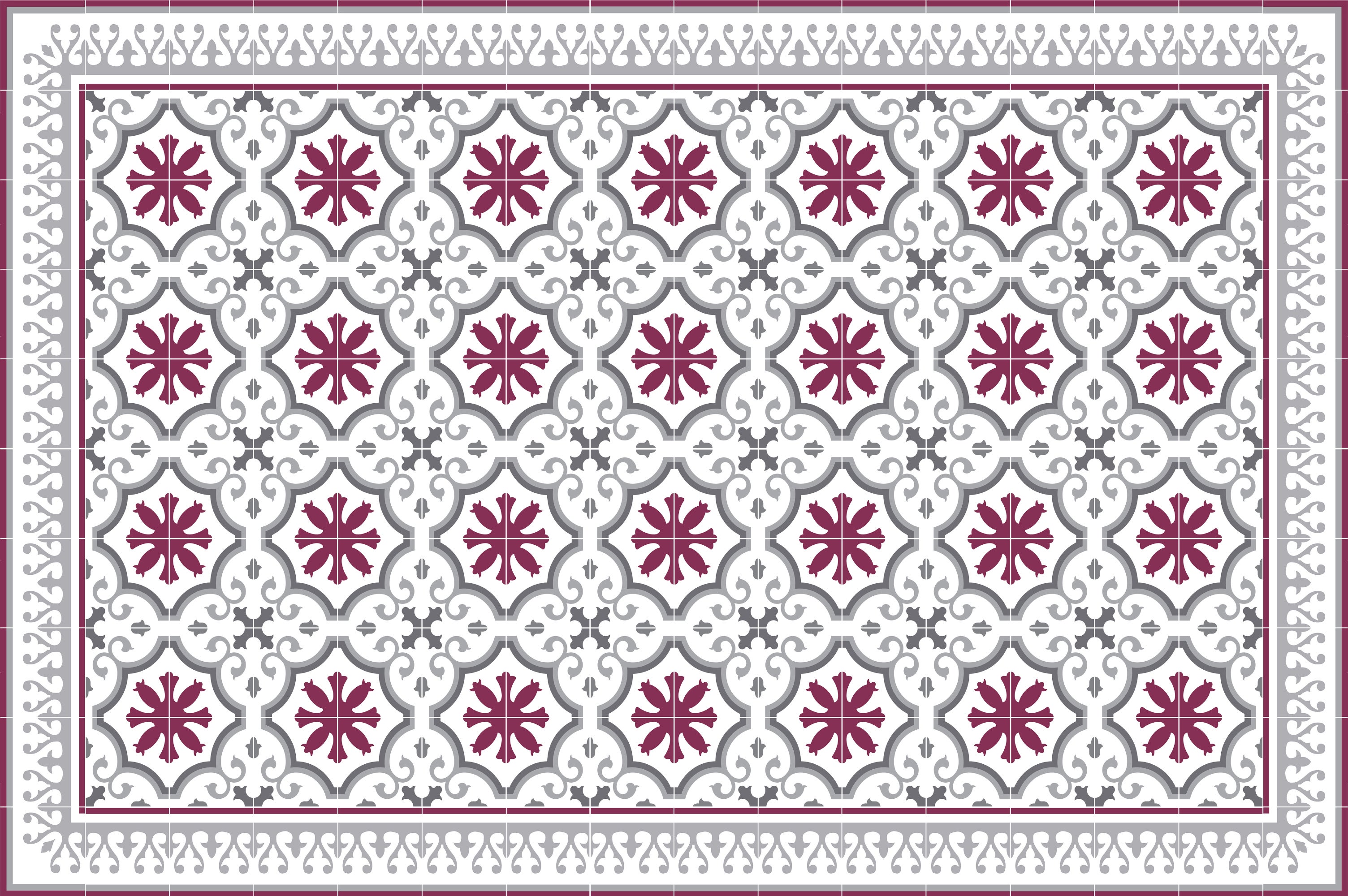Dywan winylowy CLOÉ 133x200 cm - antypoślizgowy PVC, winylowy do kuchni lub salonu, zmywalny, styl hydrauliczny
