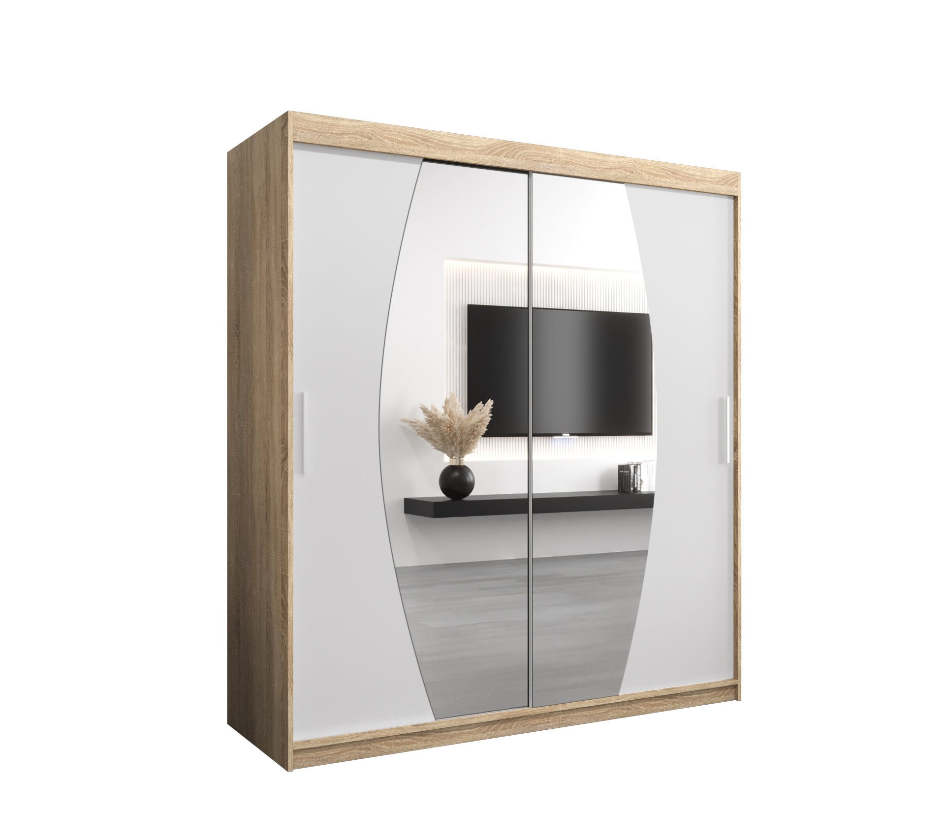 Szafa przesuwna garderoba ELYPSE 180 x 62 x 200 cm Sonoma + Biały - Abiks Meble