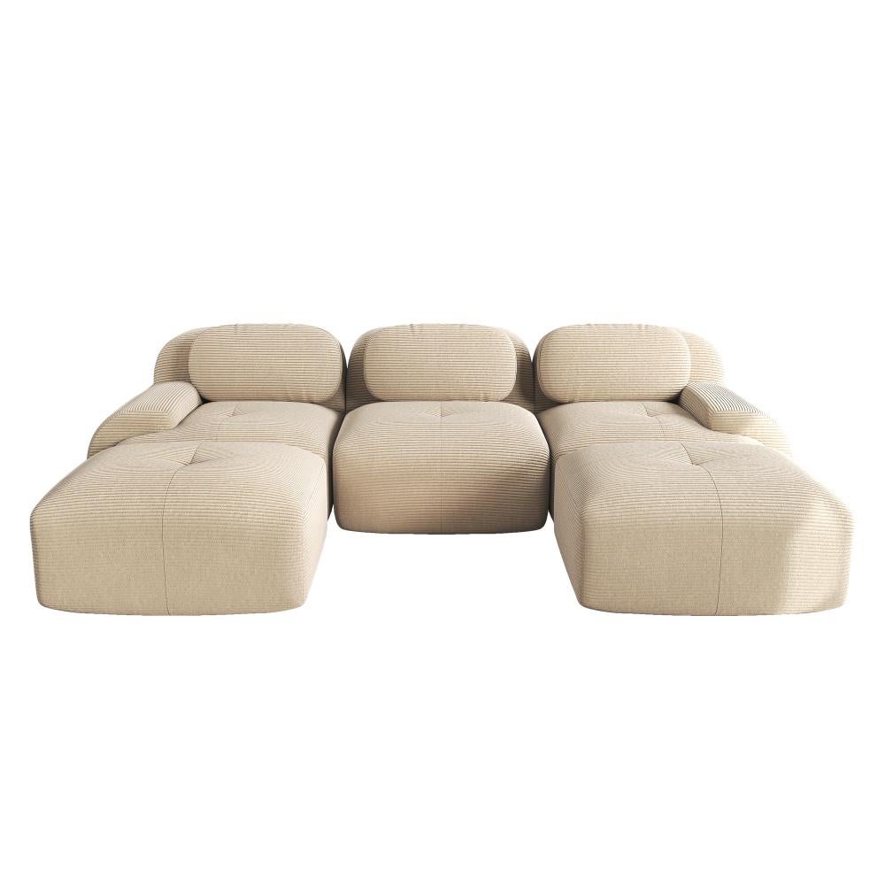 Canapé modulaire en U en tissu côtelé premium, sans montage, antidérapant, adapté aux animaux, rembourrage 32D,chambre et bureau - 4